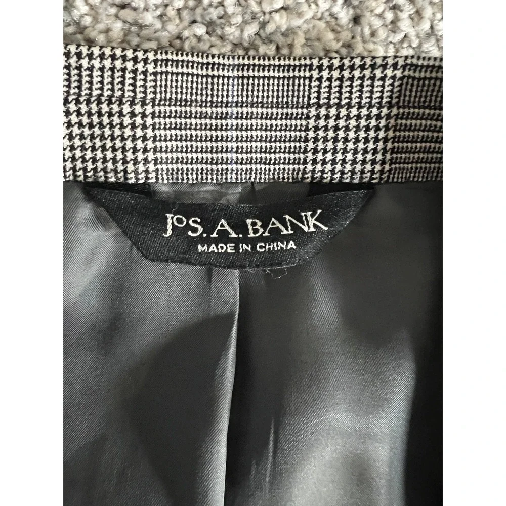 Jos. A. Bank Signature Collection Mens 44R Grey Glen Plaid 100% Wool Blazer Coat